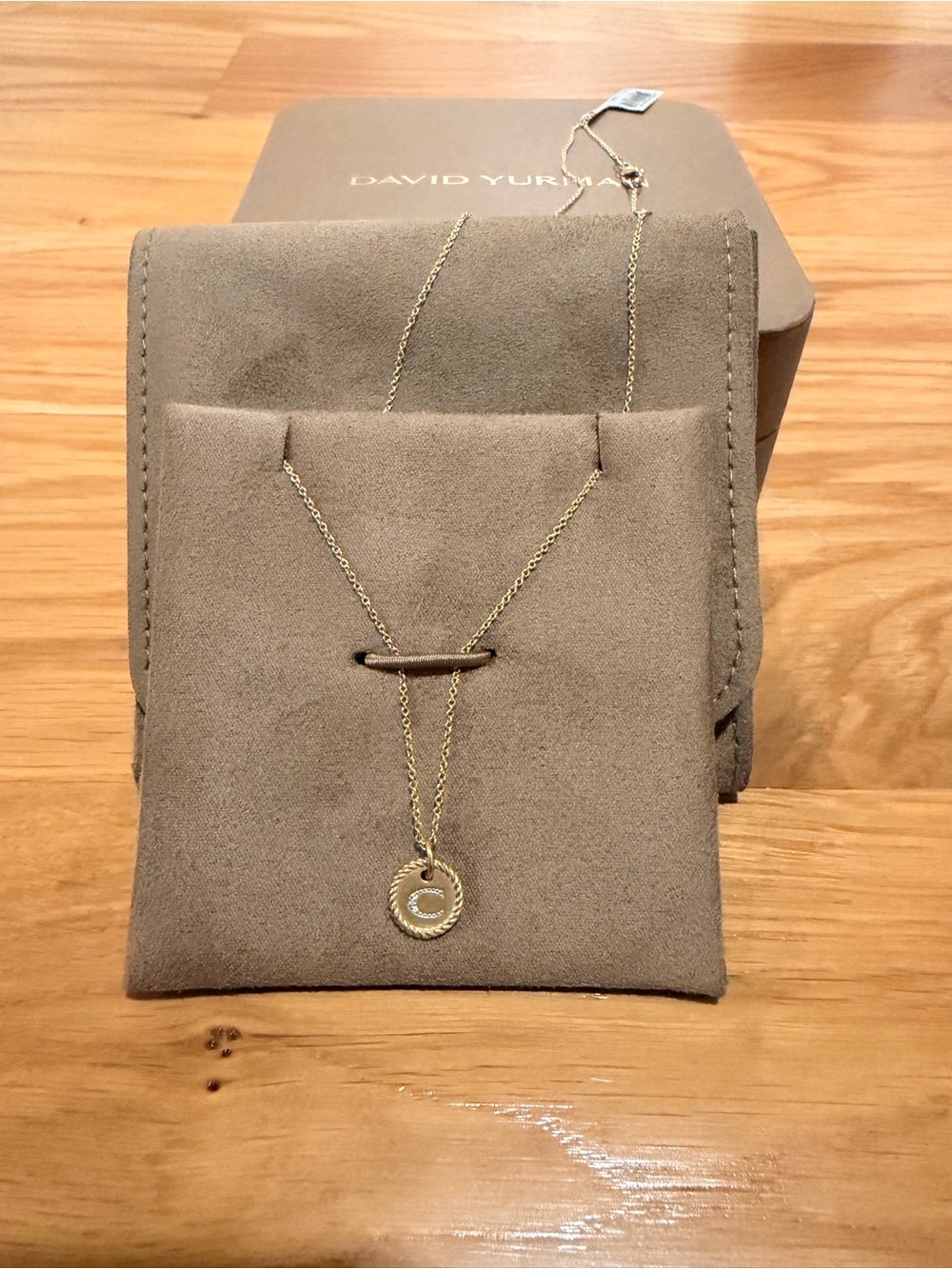 New David Yurman Cable Collection Diamond Initial Pendant Necklace